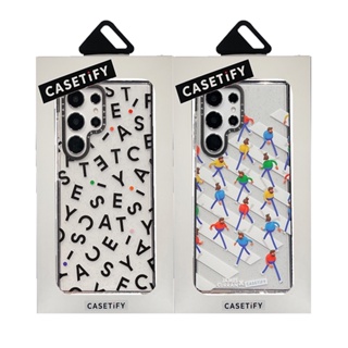 CASETIFY เคสโทรศัพท์มือถือ TPU นิ่ม แบบใส กันกระแทก พิมพ์ลายตัวอักษร สําหรับ Samsung Galaxy S23 Ultra Plus S22 Ultra