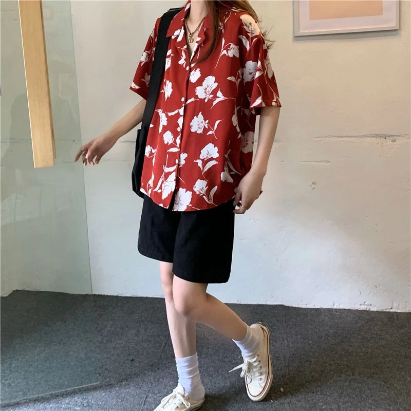 เสื้อเชิ้ตแขนสั้น ลายดอกวินเทจ ใส่ได้ทั้งชายและหญิง thumbnail 7