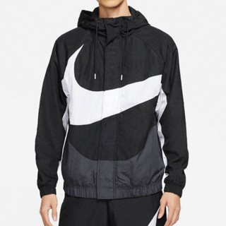 Nike SPORTSWEAR SWOOSH เสื้อแจ็กเก็ต มีฮู้ด ปักลายโลโก้ แบบบาง กันน้ํา สําหรับผู้ชาย ผู้หญิง DD5968