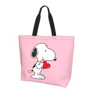 กระเป๋าช้อปปิ้ง ทรงโท้ท ขนาดใหญ่ จุของได้เยอะ ลายการ์ตูน Snoopy นํากลับมาใช้ใหม่ได้