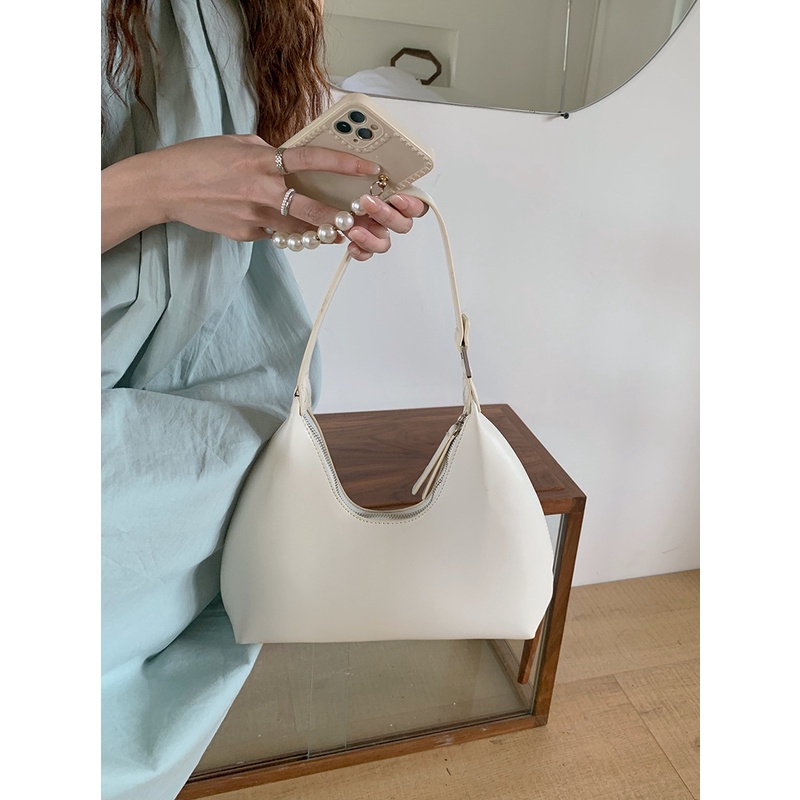 🤎กระเป๋าสะพายไหล่ กระเป๋าถือ แฟชั่นสําหรับสตรี ครึ่งแขน ลายดวงจันทร์ แบบเรียบง่าย สไตล์เกาหลี