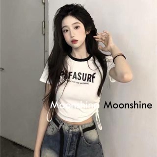 Moon  เสื้อครอป เสื้อแฟชั่นผู้หญิง y2k สีพื้น สําหรับผู้หญิง ใส่ไปคลับ ปาร์ตี้ 2023 NEW 23050912 Unique Comfortable Trendy รุ่นใหม่ A29J10T 36Z230909