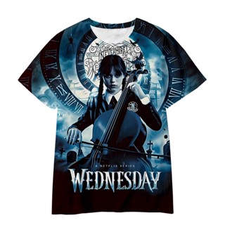 ใหม่ เสื้อยืดลําลอง แขนสั้น พิมพ์ลาย Addams 3D แฟชั่นฤดูร้อน สําหรับผู้ชาย และผู้หญิง 2023