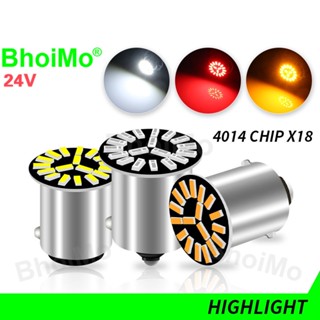 Bhoimo หลอดไฟเลี้ยว ไฟเบรก DRL LED 18SMD 1156 BA15S P21W 1157 BAY15D P21/5W 4014 สําหรับรถจักรยานยนต์ DC24V