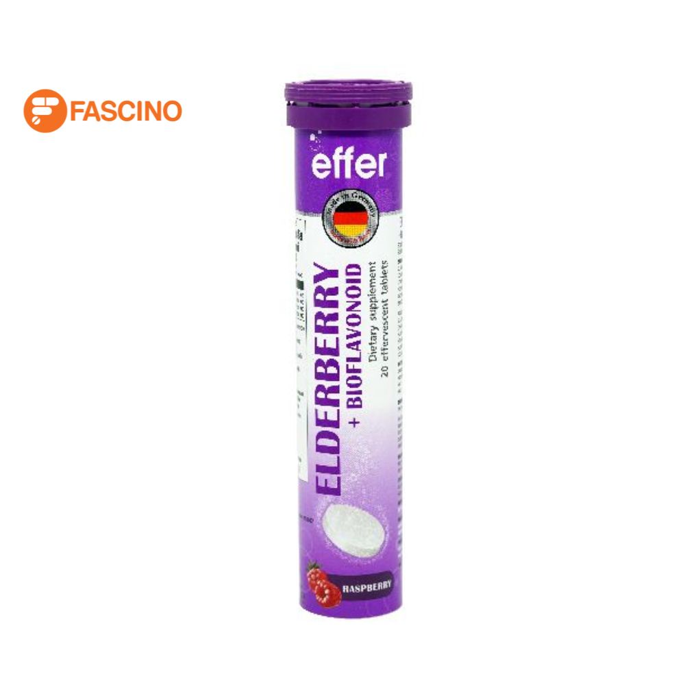 Effer Elderberry+Bioflavonoid 20 เม็ด ผลิตภัณฑ์เสริมอาหาร เม็ดฟู ช่วยเสริมคุ้มกัน ต้านอนุมูลอิสระ