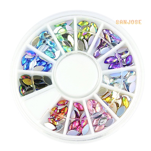 [Sj] เครื่องประดับ พลอยเทียม รูปล้อ 3D คละสี สําหรับตกแต่งเล็บ 12 ชิ้น เครื่องมือ DIY