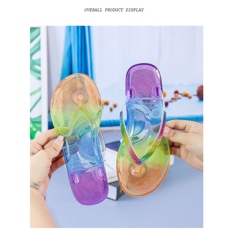 เวอร์ชั่นเกาหลี Flip-Flops ฤดูร้อน Fairy สวมใส่ด้านนอกแฟชั่น All-Match Influencer คริสตัลรองเท้าแตะโปร่งใส Fe - รูปที่ 6