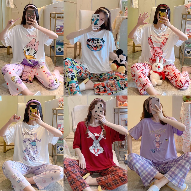 Fashion-TH ชุดนอนผู้หญิง น่ารัก ลายการ์ตูนสวยหรู ชุดนอน งานนิ่มใส่สบายมาก ชุดนอนการ์ตูน
