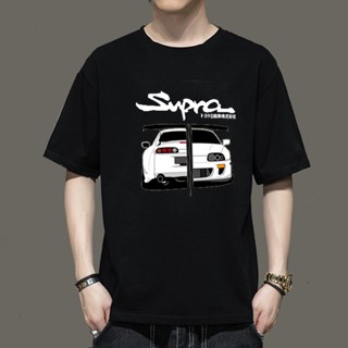 เสื้อยืดแขนสั้น ผ้าฝ้ายแท้ พิมพ์ลายการ์ตูนอนิเมะ Initial D แฟชั่นคู่รัก สไตล์สปอร์ต สําหรับผู้ชาย และผู้หญิง