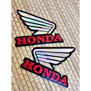 สติ๊กเกอร์แต่งรถ สติกเกอร์ปีก HONDA สีแดง สะท้อนแสง ตัวนูน ติดรถ แต่งรถ รถมอเตอร์ไซค์ Bigbike รถซิ่ง รถแข่ง*1 ชุด 3 ชิ้น