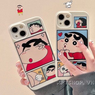 เคสโทรศัพท์มือถือ TPU นิ่ม กันกระแทก ป้องกันกล้อง ลายการ์ตูนชินจัง สําหรับ iPhone 14 13 12 11 Pro Max