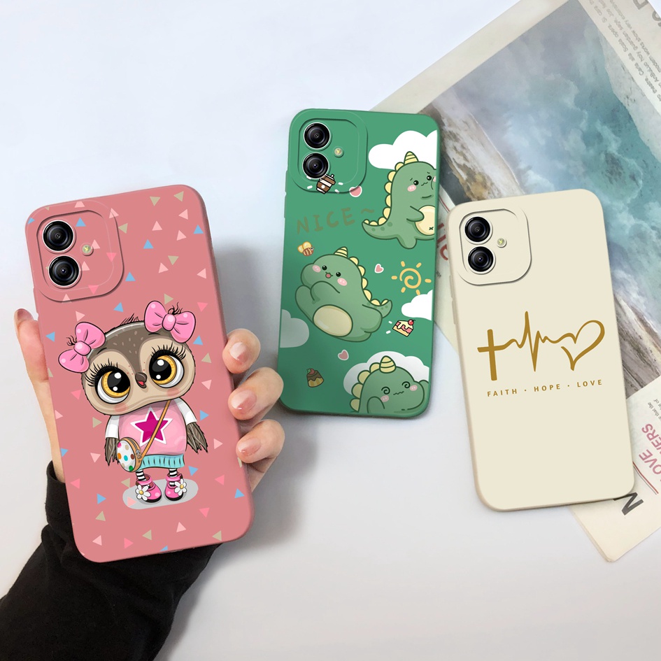 เคสโทรศัพท์ซิลิโคน ทรงสี่เหลี่ยม กันกระแทก ลายไดโนเสาร์หัวใจ สําหรับ Samsung Galaxy a04e A0 4e A04 e