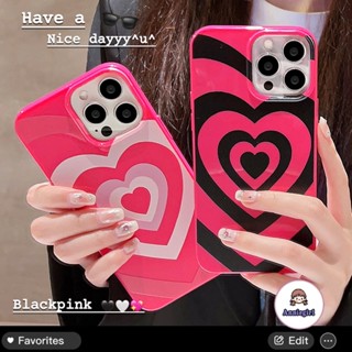 เคสโทรศัพท์มือถือ TPU นิ่ม ไล่โทนสี ลายหัวใจ สีแดงกุหลาบ สําหรับ IPhone 11 14 Pro Max IP 13 Pro 12Promax XSXR 7 8 Plus