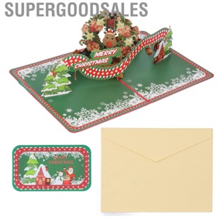 Supergoodsales 3D Christmas Card 3D Christmas Greeting Card Christmas Wreath Shape for Family