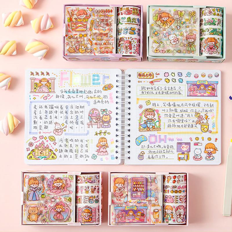 สติกเกอร์เทป ลายการ์ตูน สําหรับตกแต่งสมุดภาพ diy TZ040