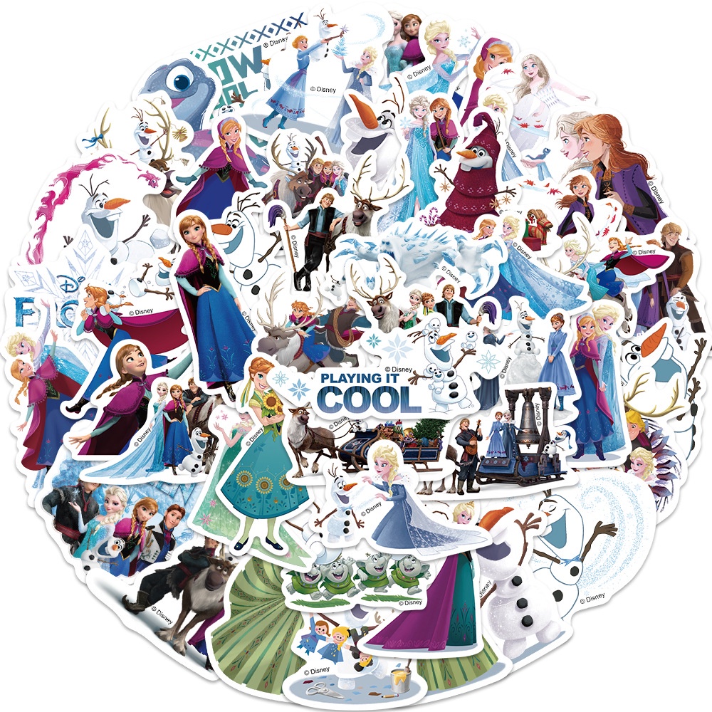 (ที่ได้รับอนุญาต) สติ๊กเกอร์ PVC กันน้ําลายการ์ตูน Frozen Disney 50 ชิ้น ราคา ถูกที่สุด ดีลบีเคเค
