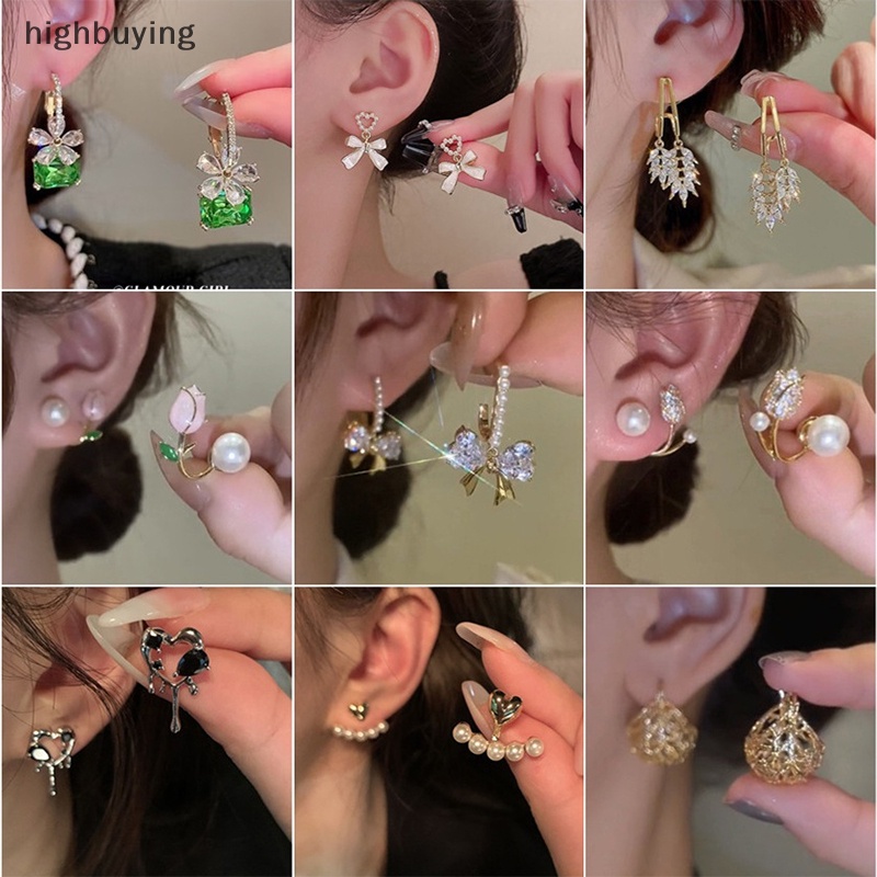 [highbuying] 1 คู่ การออกแบบแฟชั่น ฝังเพทาย มุก ดอกไม้ ต่างหูสตั๊ด บุคลิกภาพย้อนยุค พู่ยาว ต่างหู สําหรับผู้หญิง เด็กผู้หญิง อินเทรนด์ ต่างหูเครื่องประดับ ของขวัญใหม่ พร้อมส่ง