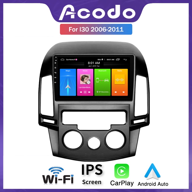 สําหรับ Hyundai I30 2006-2011 Android รถสเตอริโอสนับสนุน Carplay Android Auto พร้อม IPS หน้าจอสัมผัส