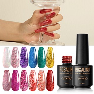 Rosalind เจลทาเล็บ ขวดแก้ว สีสดใส ยูวีเจล ยาทาเล็บ เคลือบเงา ติดทนนาน ไฮบริด เจลทาเล็บ