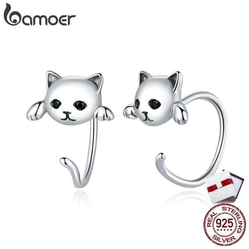 Bamoer ของแท้ ต่างหูสตั๊ด เงินแท้ 925 รูปหางสัตว์น่ารัก สไตล์มินิมอล เครื่องประดับแฟชั่น สําหรับผู้หญิง Orecchini SCE965