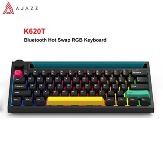 Ajazz K620T คีย์บอร์ดเกมมิ่งบลูทูธไร้สาย 62 คีย์ RGB สําหรับ PC Laptop