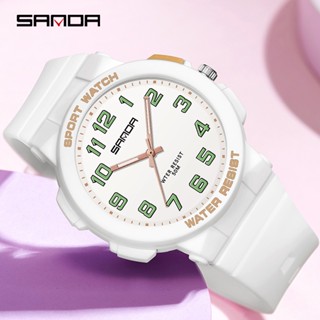 Sanda Youth Trend นาฬิกาข้อมือควอตซ์แฟชั่น สีพื้น หรูหรา เรียบง่าย สําหรับเล่นกีฬา SD6123-10