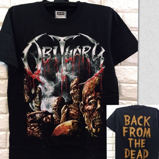 เสื้อยืดแขนสั้น พิมพ์ลายวงร็อคร็อค Obituary Rock