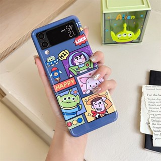 เคสโทรศัพท์มือถือ PC แข็ง ลายการ์ตูน Toy Story น่ารัก หรูหรา สีฟ้า สําหรับ Samsung Galaxy Z Flip 3 4 5G Z flip4