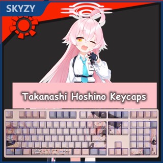 Takanashi Hoshino Keycaps Cherry Profile Anime Blue Archive PBT Dye Sub คีย์บอร์ดเชิงกล Keycap