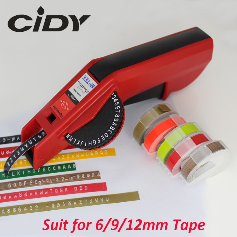 Motex E-5500 E505 คู่มือ Label Maker E5500 ชุด 6/9/12 มม. DYMO 3D นูน TapeCan เปลี่ยน 1610 12965