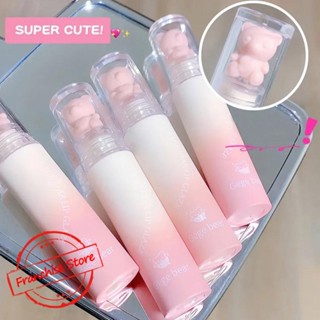 【พร้อมส่ง】ลิปสติก ลิปกลอส เนื้อกํามะหยี่ ลายหมีน่ารัก สีน้ําตาลแดง ลําลอง สําหรับผู้หญิง J9I5