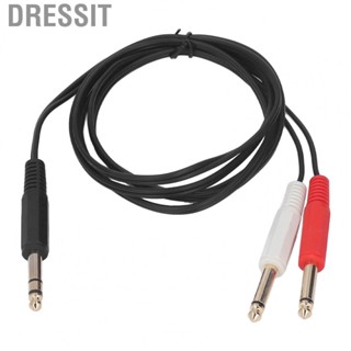 Dressit 6.35mm To Dual 6.35mm Cable  Plug and Play Durable Microphone Y Splitter Cable 5.9ft Distortion Free Mono  for Microphone for Mixing Console for Speaker