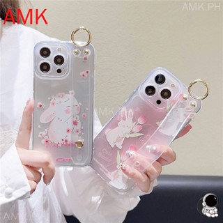 Amk เคสโทรศัพท์มือถือแบบใส ลายกระต่ายน่ารัก พร้อมสายคล้องข้อมือ สําหรับ Tecno Spark 6 Go 2023 Infinix smart 7 Zero x neo Hot 30 30i note 12 g96 5 6 20 20s 10 pro 11s 11 10S play nfc plus TSYWD