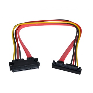 Xiwai Down Angled SATA III 3.0 7 + 15 22 Pin SATA สายเคเบิลต่อขยายข้อมูล ตัวผู้ เป็นตัวเมีย 30 ซม.