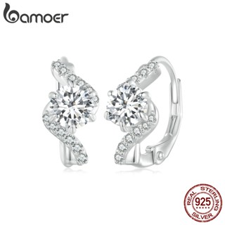 Bamoer ต่างหูเงิน 925 0.5ct D Color VVS1 เครื่องประดับแฟชั่น สําหรับผู้หญิง