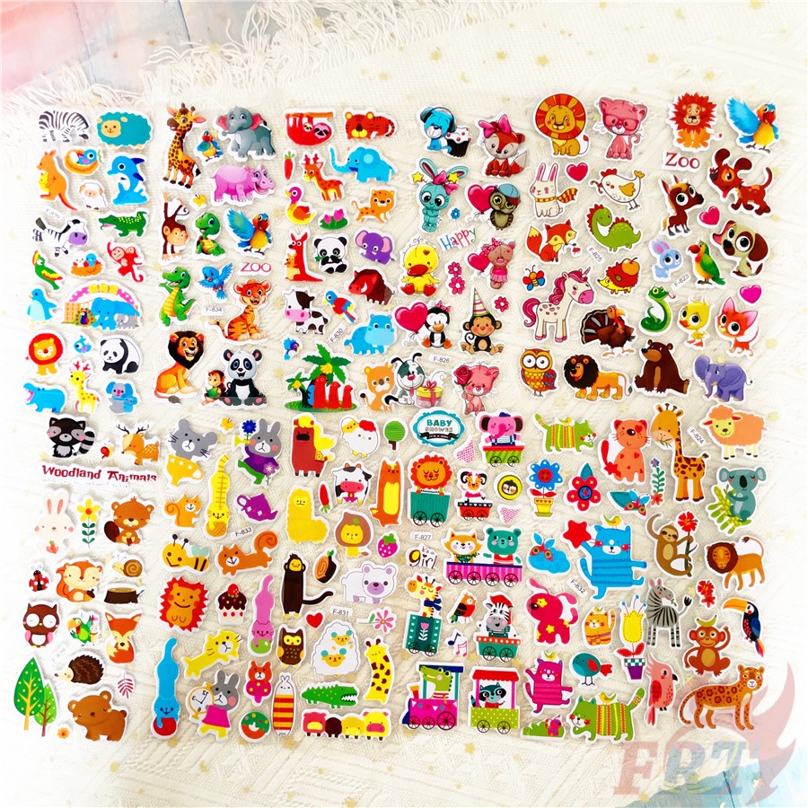 ❀ Zoo Animals Series 01 DIY Rewards Sticker ❀ 12Sheets/set Cartoon 3D Puffy Bubble Stickers Waterpoof Toys PVC Stickers