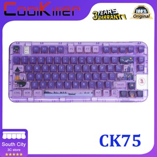 Coolkiller CK75 Pixel Fairy Tale คีย์บอร์ดเล่นเกมไร้สายบลูทูธ สามโหมด สีม่วง