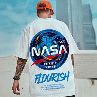 เสื้อยืดคอกลม แขนสั้น พิมพ์ลายกราฟฟิคอวกาศ NASA ทรงหลวม พลัสไซซ์ สําหรับผู้ชาย และผู้หญิง