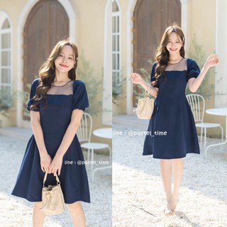 Destiny Puff Dress : สีกรม [Made by Pastel Time]