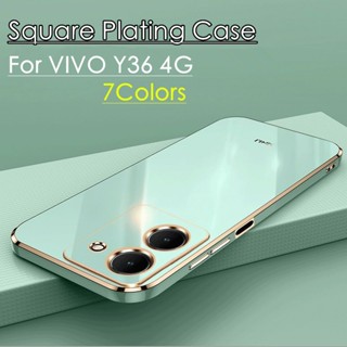 เคสโทรศัพท์มือถือแบบนิ่ม TPU กันกระแทก ขอบตรง ยืดหยุ่น หรูหรา สําหรับ Vivo Y36 4G VivoY36 2023