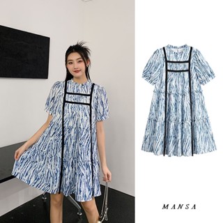 MANSA summer printed dress ชุดเกาหลีผู้หญิง เดรสผู้หญิง