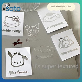 ♫ Sanrio Imitation Metal Sticker Ins Pochacco My Melody Cinnamoroll Sticker Transparent Waterproof Cute Cartoon Sticker Pet