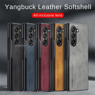 For Samsung Galaxy Z Fold5 Fold4 Fold3 Z Fold 5 4 3 ZFold5 ZFold4 ZFold3 5G Plain Solid Color Luxury Leather Phone Case Anti-fall Shockproof Camera Protect Back Cover Mobile Casing