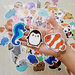 สติ๊กเกอร์ รวมรูปสัตว์ (100ชิ้น) สัตว์บก สัตว์น้ำ สัตว์เลี้ยง สัตว์ปีก แมลง นก ช้าง แกะ แมว ปลา หมา เพนกวิน Animal st...