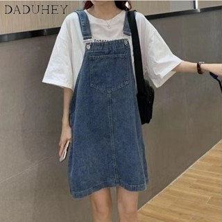 DaDuHey🎈 Womens Denim Suspender Skirt Summer Short Skirt Korean Style Loose Youthful-Looking Girlish Style Thin 2023 New Skirt