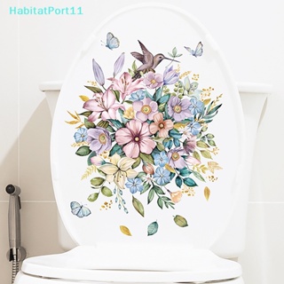 Habitatport สติกเกอร์ติดผนัง มีกาวในตัว ลายดอกไม้ พืชสีเขียว สําหรับตกแต่งบ้าน ห้องน้ํา ห้องนั่งเล่น