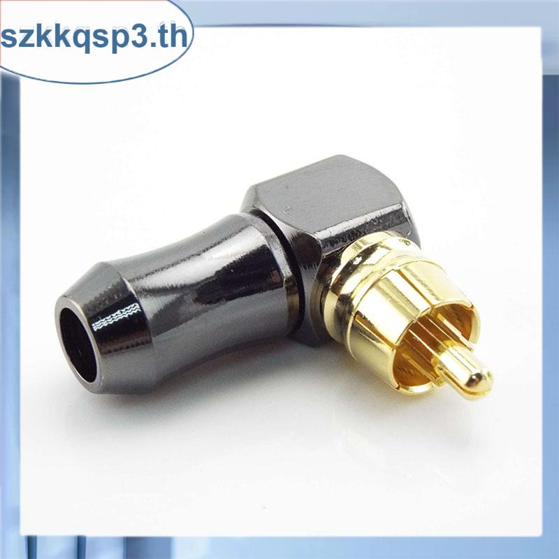 Thk3 อะแดปเตอร์เชื่อมต่อเสียง RCA ตัวผู้ 90 องศา ชุบทอง สําหรับสายเคเบิลลําโพง 6.2 มม.