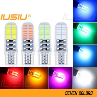 Iusiu หลอดไฟ Led T10 ซิลิโคน 194 W5W 12V 3014 24SMD กันน้ํา สําหรับติดป้ายทะเบียนรถยนต์ รถบรรทุก รถจักรยานยนต์