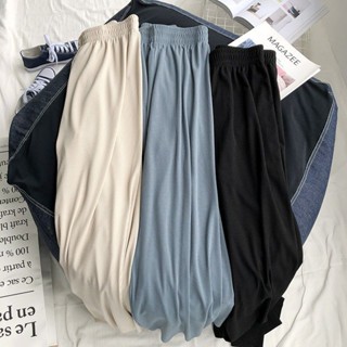 Extra large size 300jin ice silk wide-leg trousers girls summer fat MM loose high-waist leisure nine-cent high-waist straight trousers 2