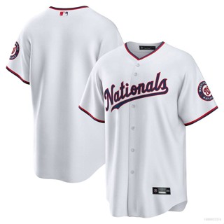 เสื้อคาร์ดิแกนเบสบอล ทรงหลวม ลายทีมชาติวอชิงตัน MLB สีขาว พลัสไซซ์ 2023